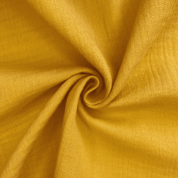 Ткань Муслин Жатый, цвет Горчичный (на отрез)  в Нефтеюганске
