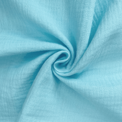 Ткань Муслин Жатый, цвет Небесно-голубой (на отрез)  в Нефтеюганске
