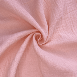 Ткань Муслин Жатый, цвет Нежно-Розовый (на отрез)  в Нефтеюганске