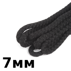 Шнур с сердечником 7мм,  Чёрный (плетено-вязанный, плотный)  в Нефтеюганске